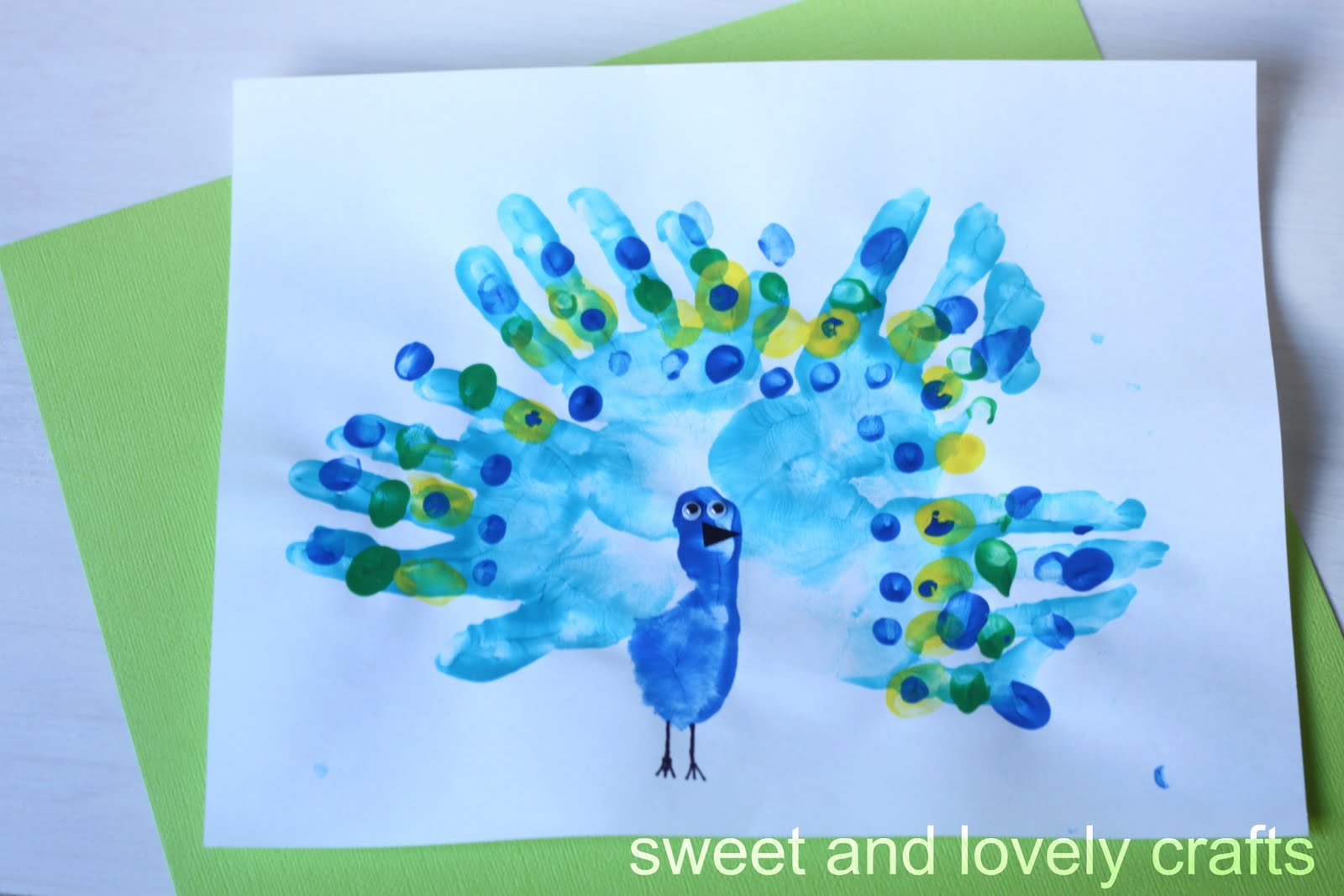 sweet and lovely crafts handprint peacocks