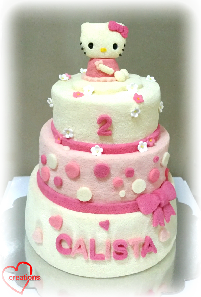 Loving Creations for You: 3D Hello Kitty Figurine 3-Tier Chiffon Cake