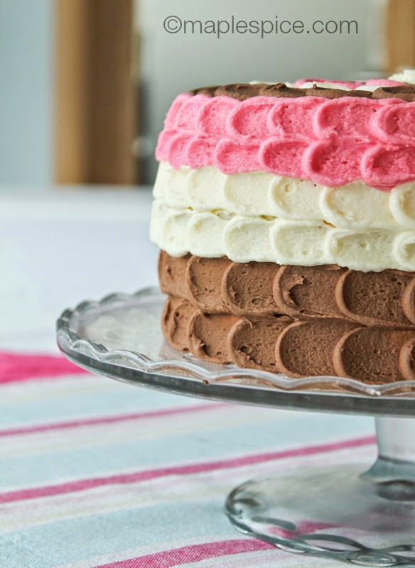 Neapolitan Cake with Petal Frosting