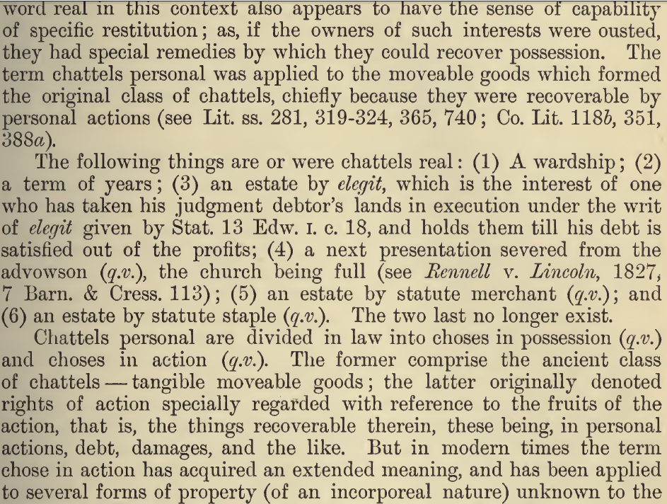 MIKIPEDIA LAW BLOG DEFINITION OF CHATTELS FROM ENCYCLOPEADIA OF THE
