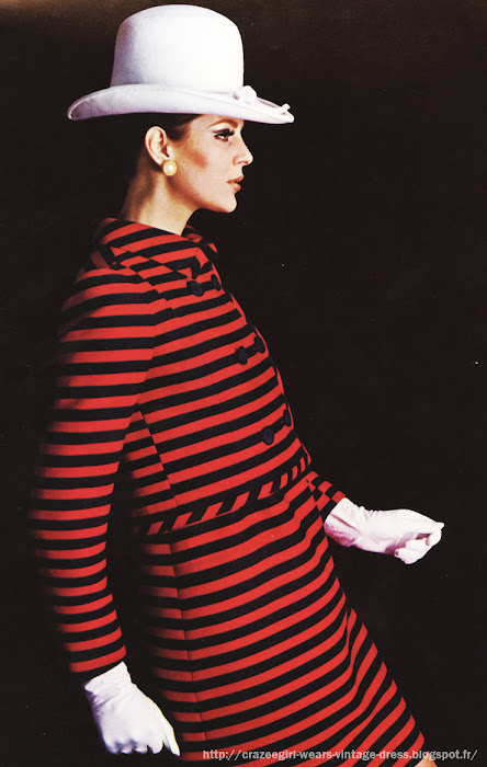 Suit skirt , red and black stripes , Fabiani    1967 60s 1960 mod