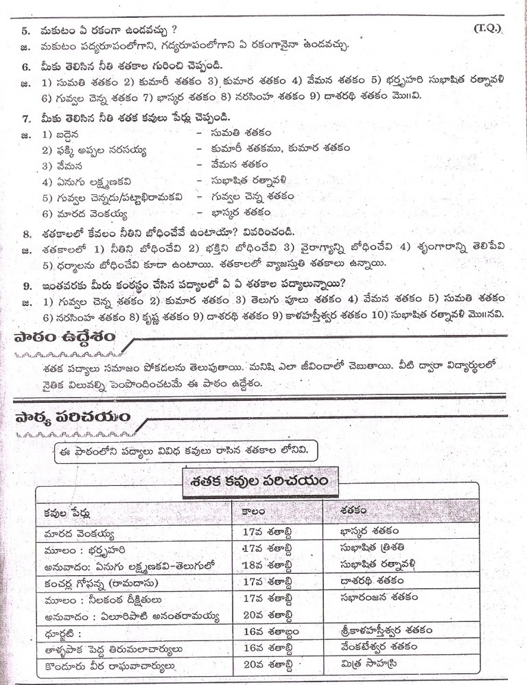 Ganti Telugu Educate Academy 8th Class Unit 2 Lesson 5 Neethiparimlaalu Notes