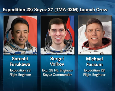 Expedition 28 to ISS, scheduled to fly in June 2011, 6 April 2011.