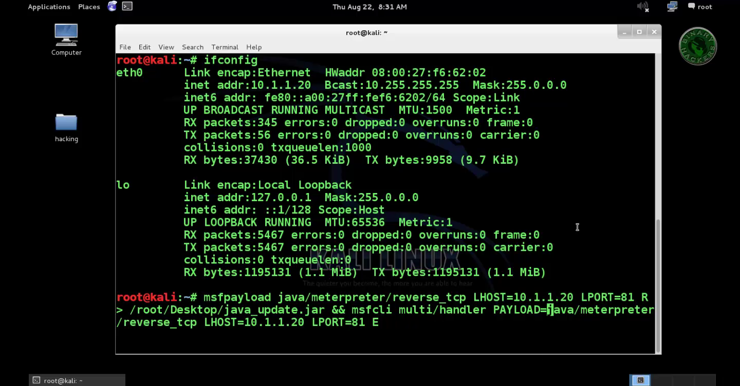 How To Create JAVA Payload In Kali Linux binary hackers