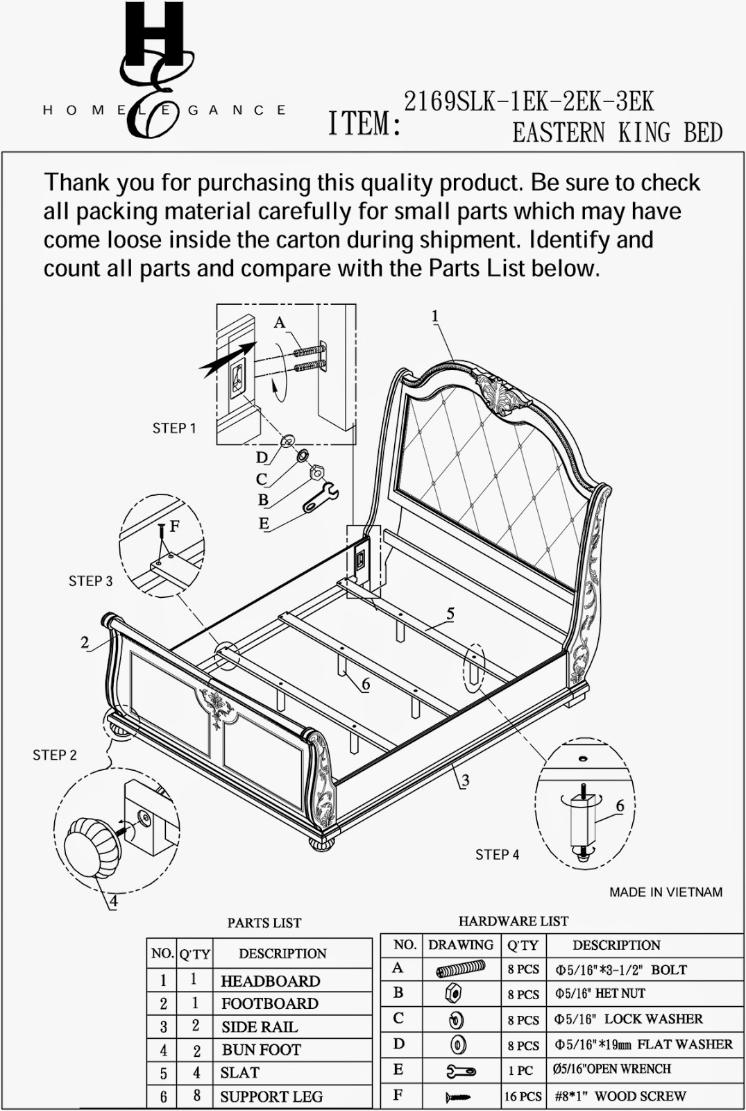 Homelegance Hillcrest 2169 Assembly Instructions Homelegance Assembly