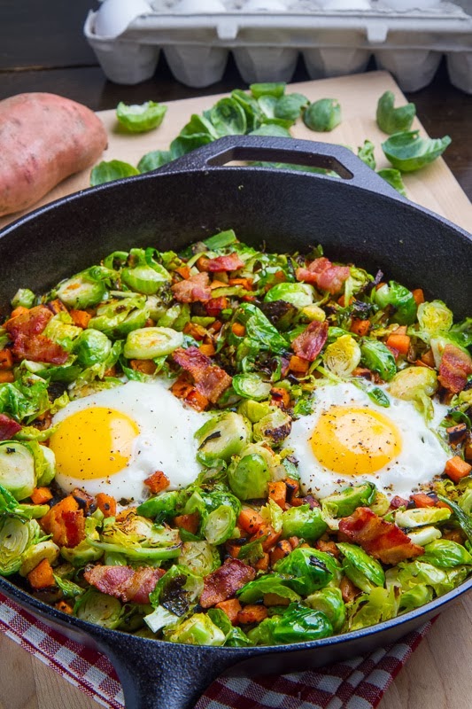 Brussels Sprout Hash with Sweet Potato and Bacon recipe