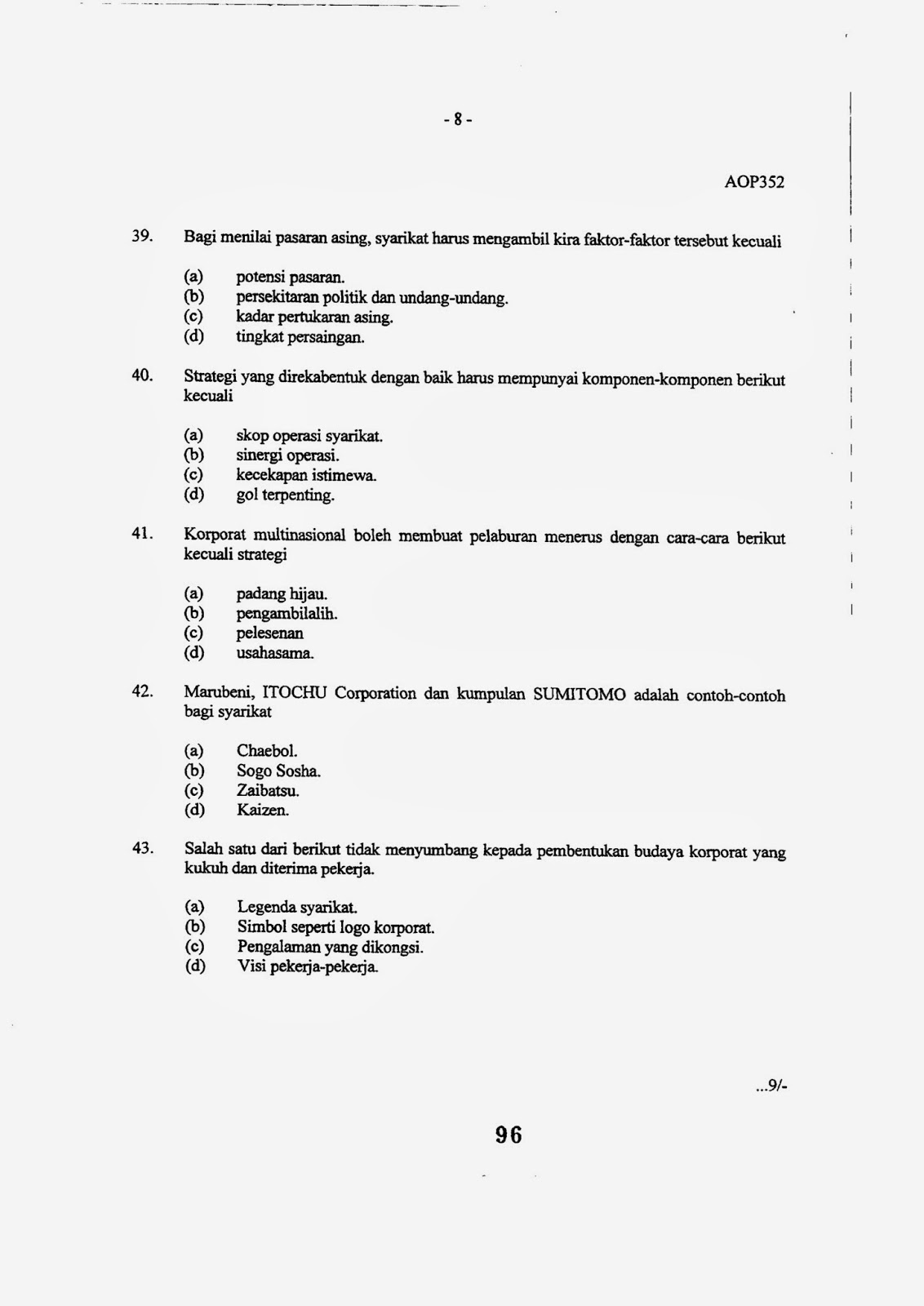 Perniagaan Antarabangsa CONTOH SOALANSOALAN AKHIR SIDANG AKADEMIK LEPAS