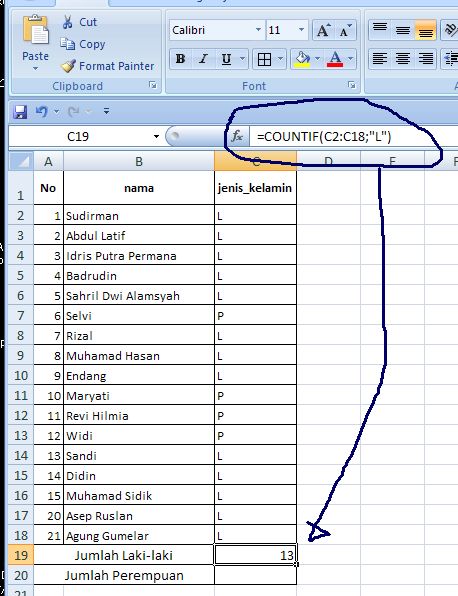 Meida Septiara Maulida Cara Menghitung Jumlah Data Laki Laki Perempuan Di Excel