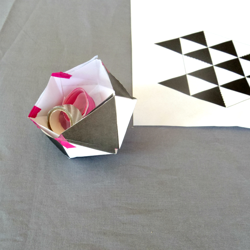 DIY Black and White Geometric Paper Bowl Brit + Co.