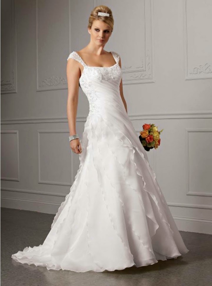 queusar: vestido de novia corte a, escote recto, drapeado