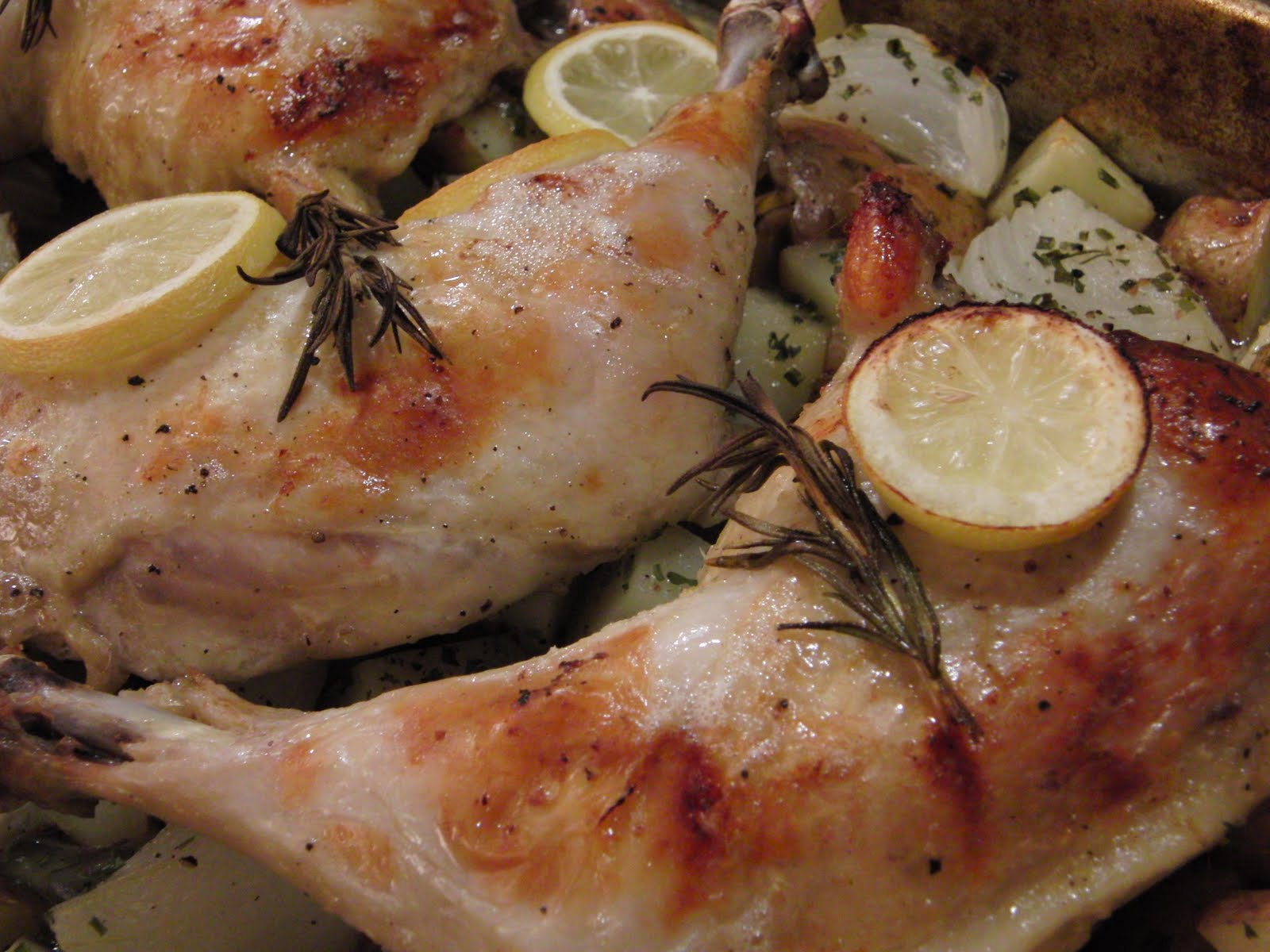 Curly Girl Kitchen Rosemary Lemon Bonein Chicken with Herbed Potatoes and Onions