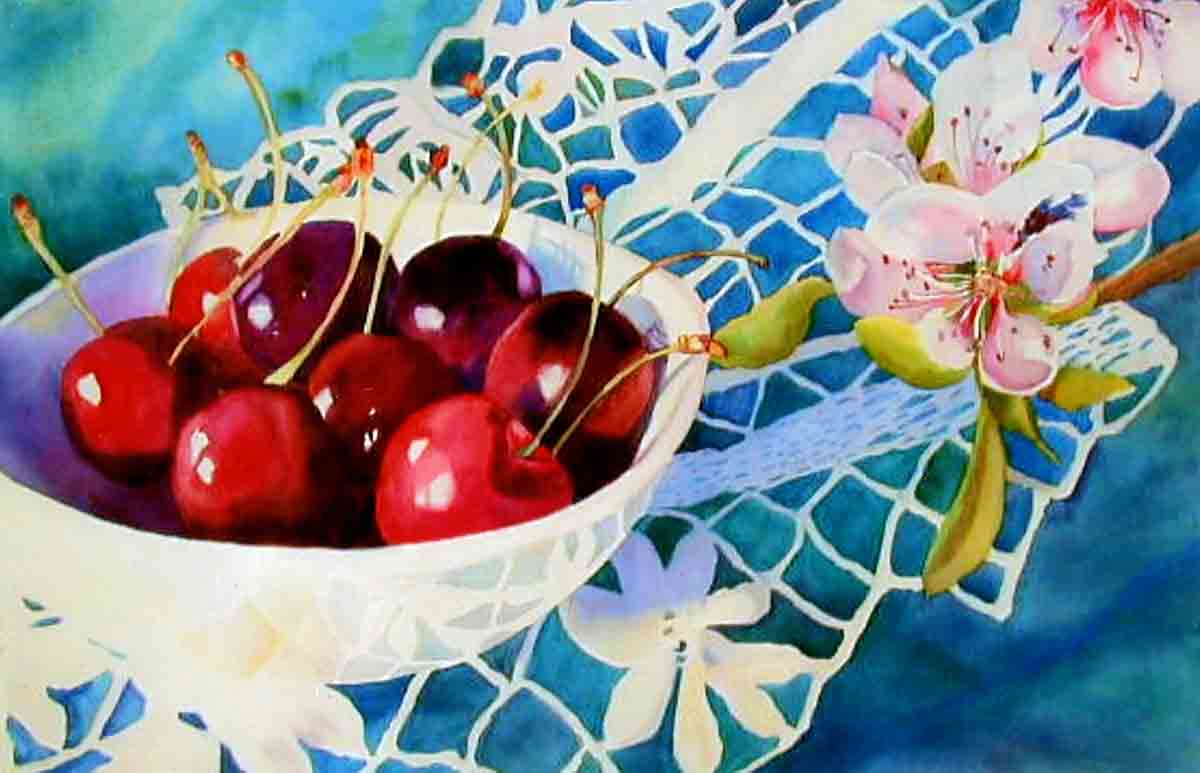 Risultati immagini per beautiful cherries paintings