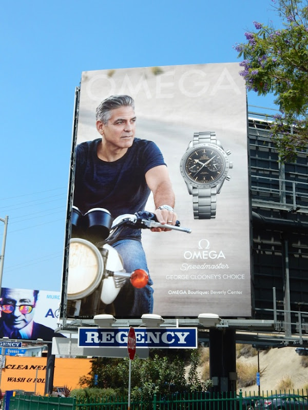 George Clooney Omega Speedmaster watch billboard Sunset Boulevard George Clooney Omega watch billboard
