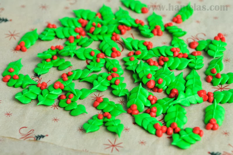 Haniela's Royal Icing Holly Leaves, Accent Decorations