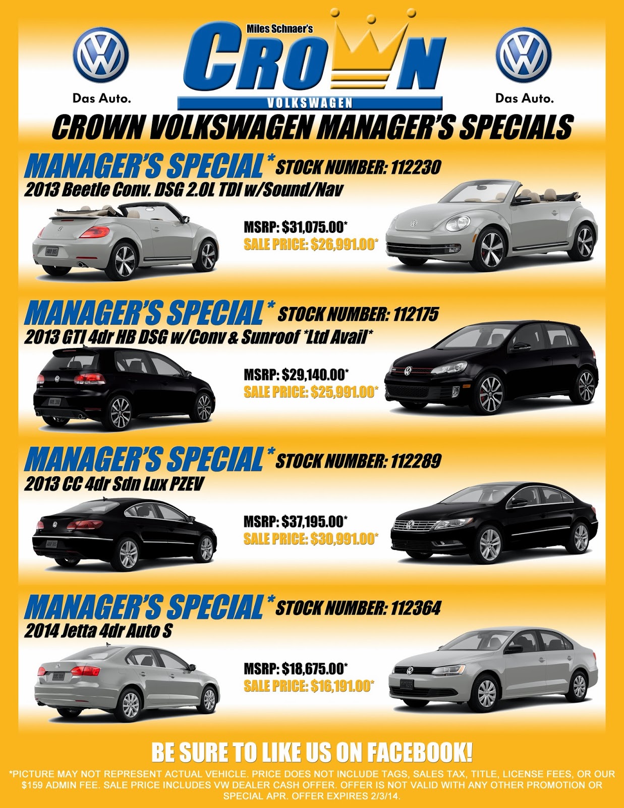 Click here to view Crown Volkswagen Manager's Specials
