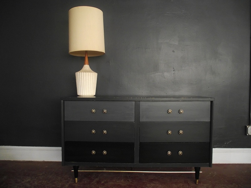 Vintage Ground Retro / Vintage Six Drawer Distressed Charcoal and