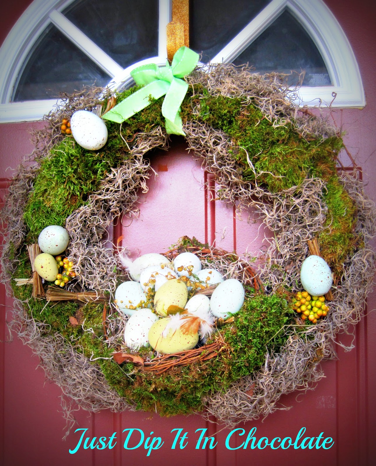 Just Dip It In Chocolate Spanish Moss Spring Wreath