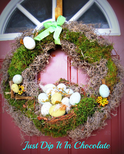 Just Dip It In Chocolate Spanish Moss Spring Wreath