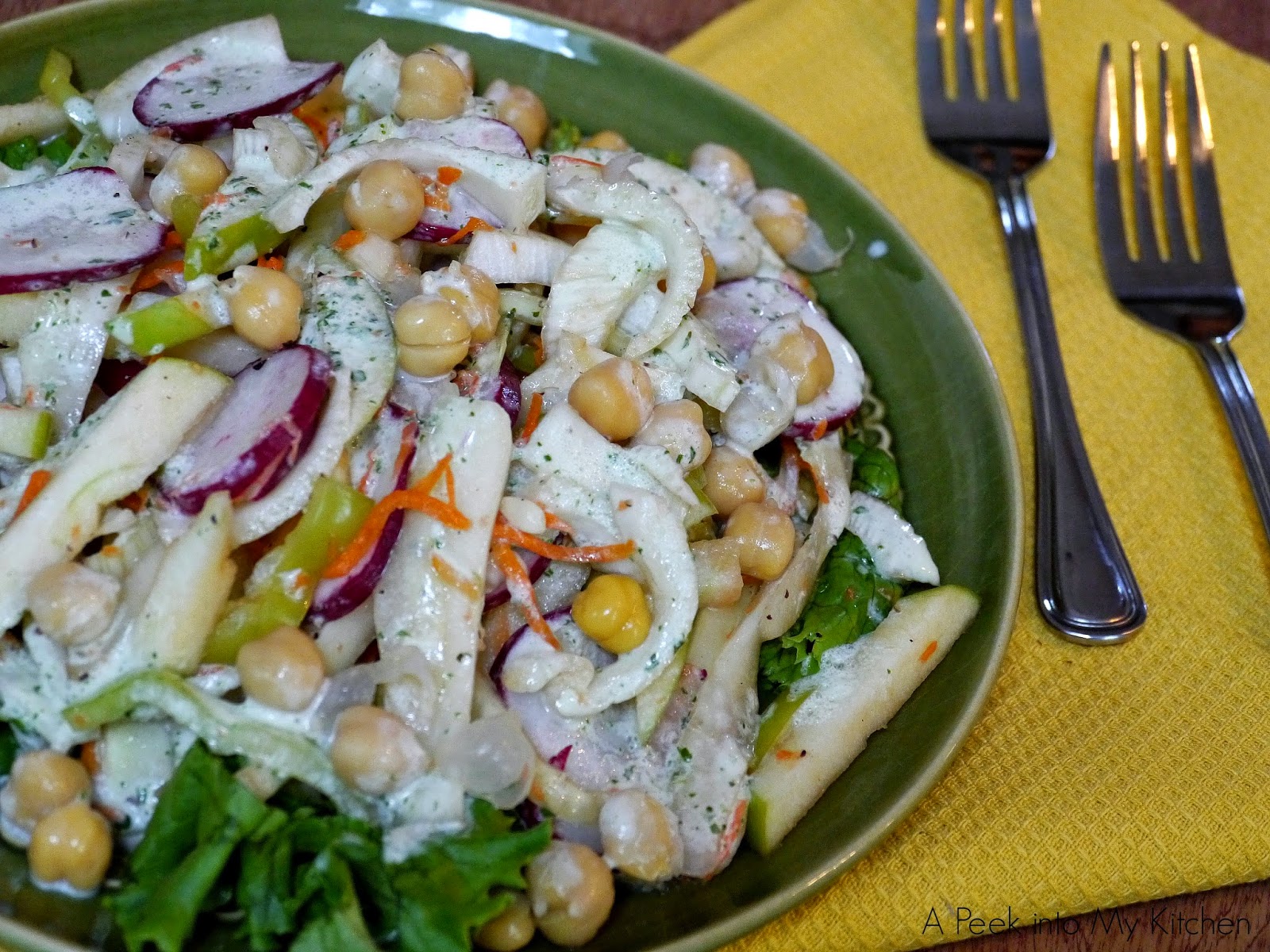 A Peek into My Kitchen Fennel Apple Chickpeas Salad with Mint