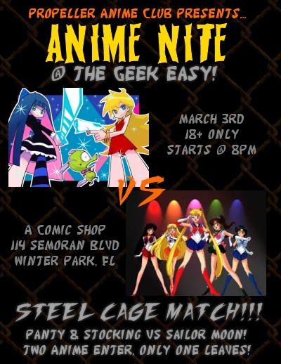 propeller anime anime nite the geek easy on thursday march 3rd anime club flyer