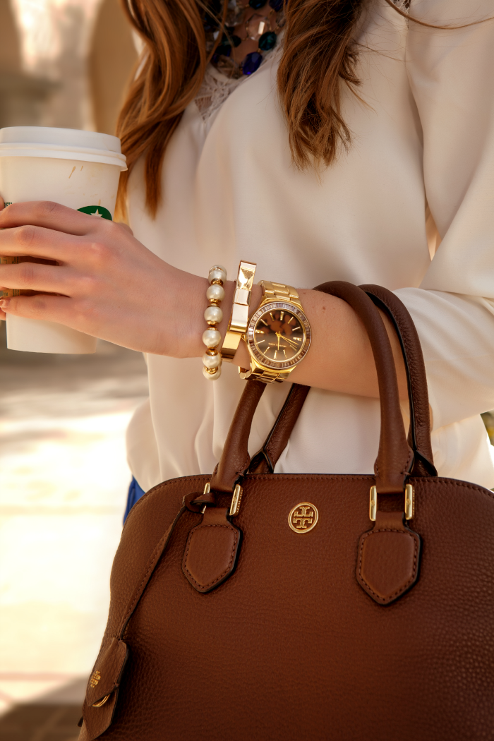 This Tory Robinson Satchel is everything. Tory Burch, Robinson, Open Dome Satchel, Chestnut