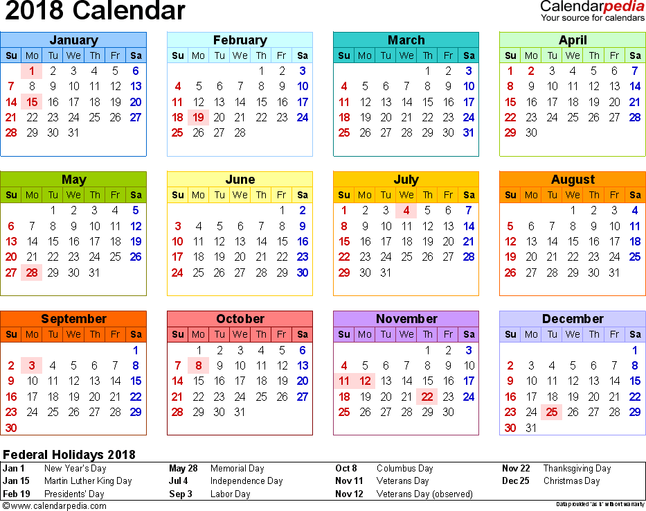 2018 2018 blank calendar