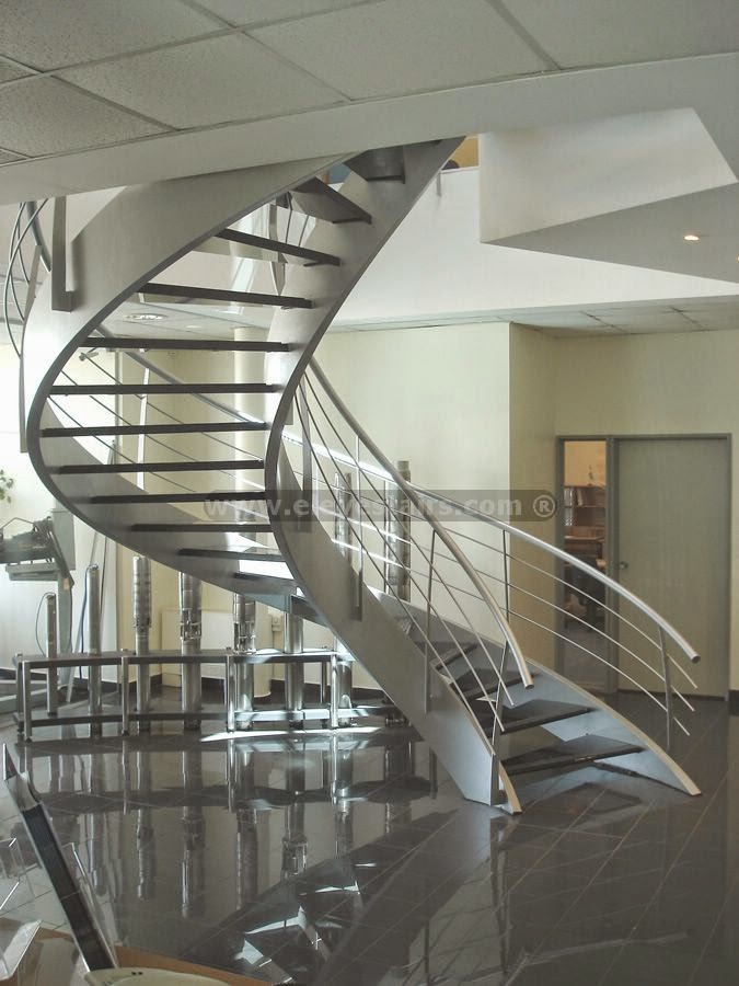 spiral glass staircase panels with metal structure