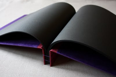 Black pages handmade book Black pages handbound book