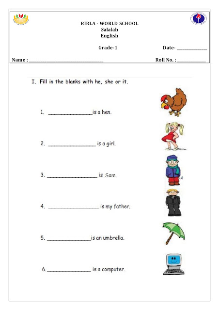 Birla World School Oman: Homework for Grade 1B on 1/12/15