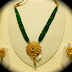 Green Beads Chain with Gold Pendant Set