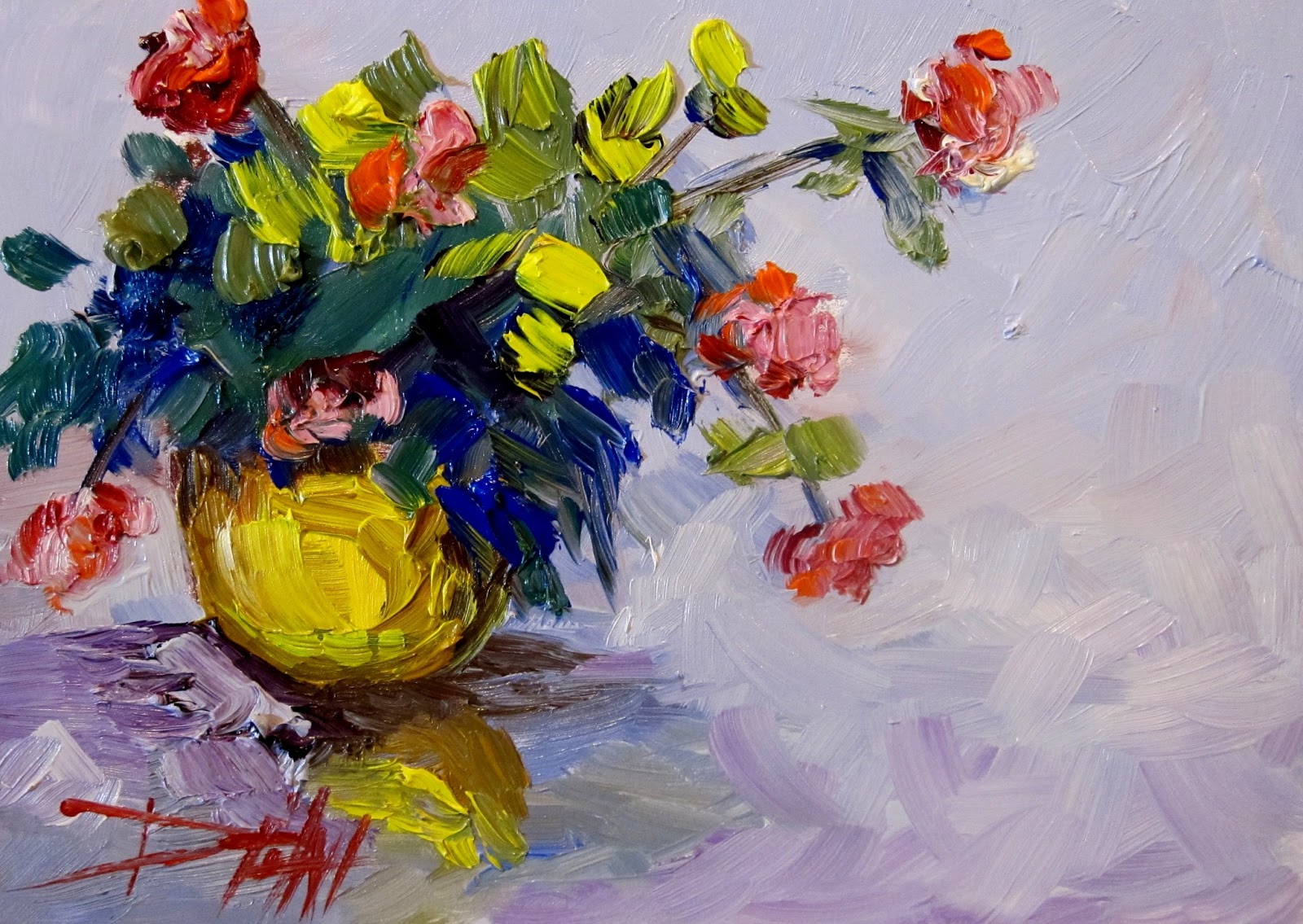 Yellow Vase Painting Demo In the Studio with Delilah