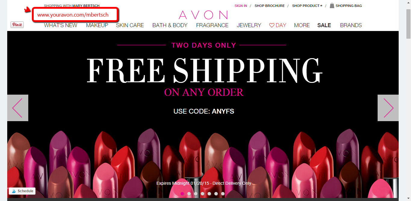 Avon free shipping any order - Promo code January 2015