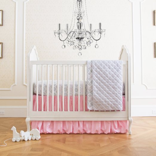 Pink and Grey Damask Crib Bedding Sets A Boutique Nursery
