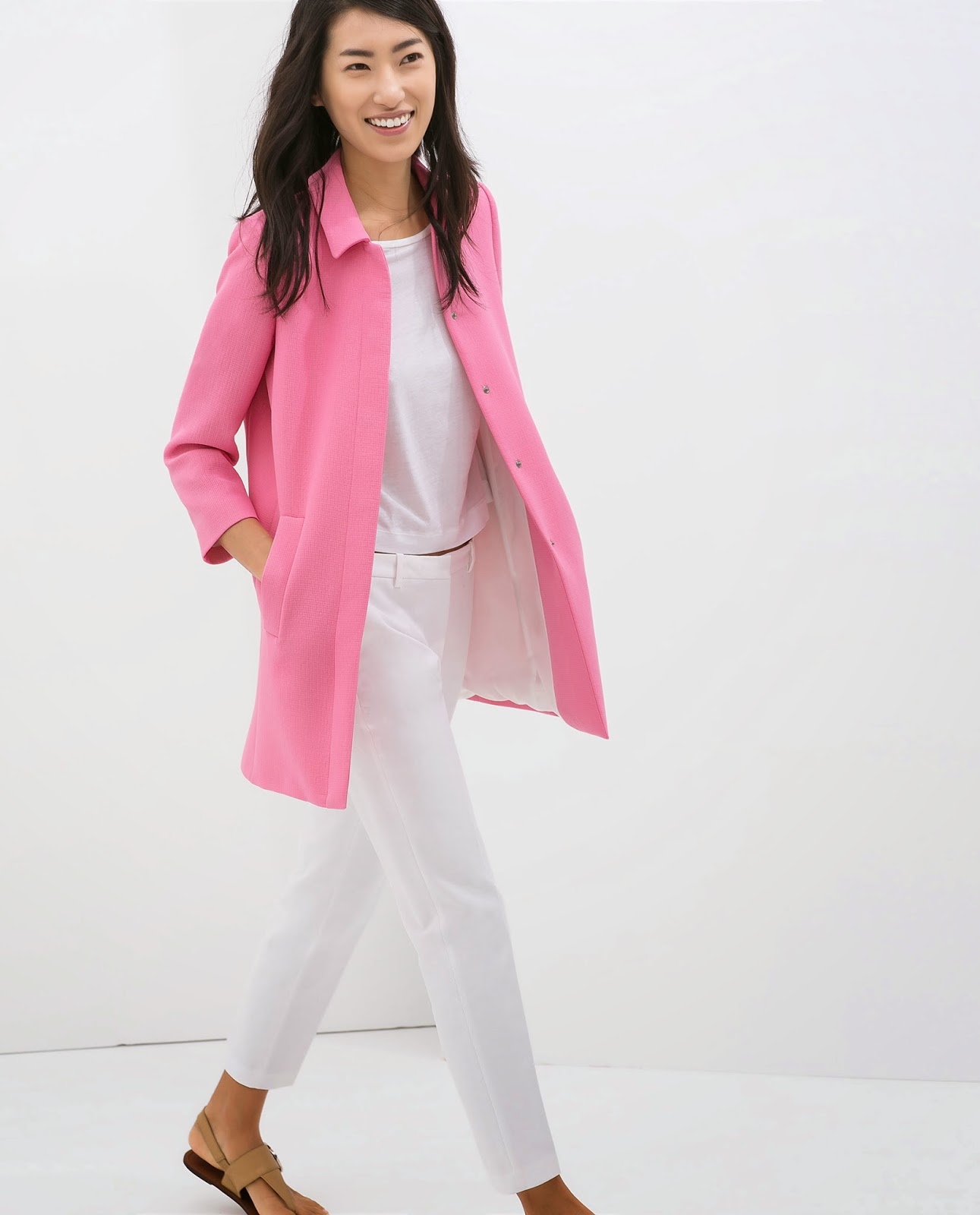 ZARA NEW COLLECTION 2014. PINK DRAPE NECK SPRING COAT JACKET. eBay