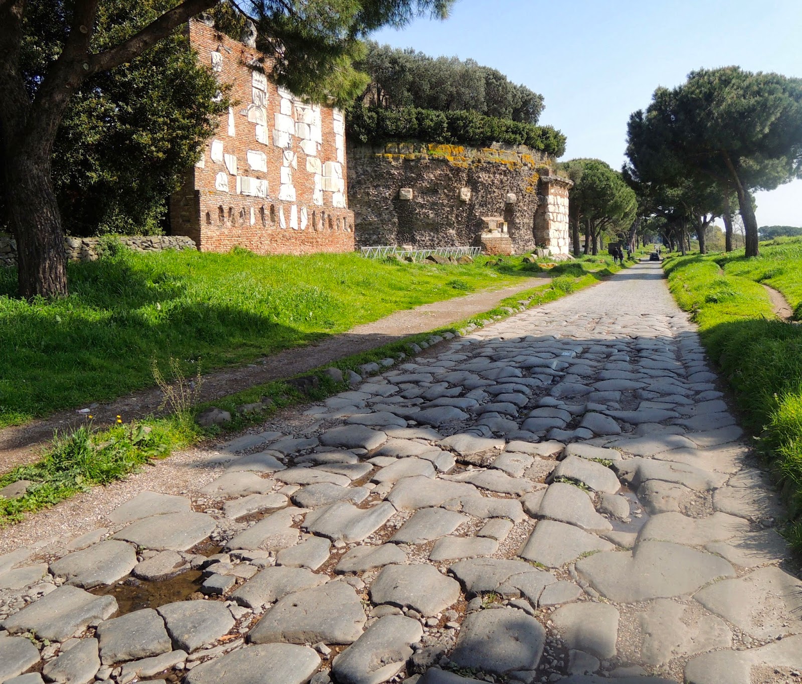 roman road in the country side with reminants of Roman structures