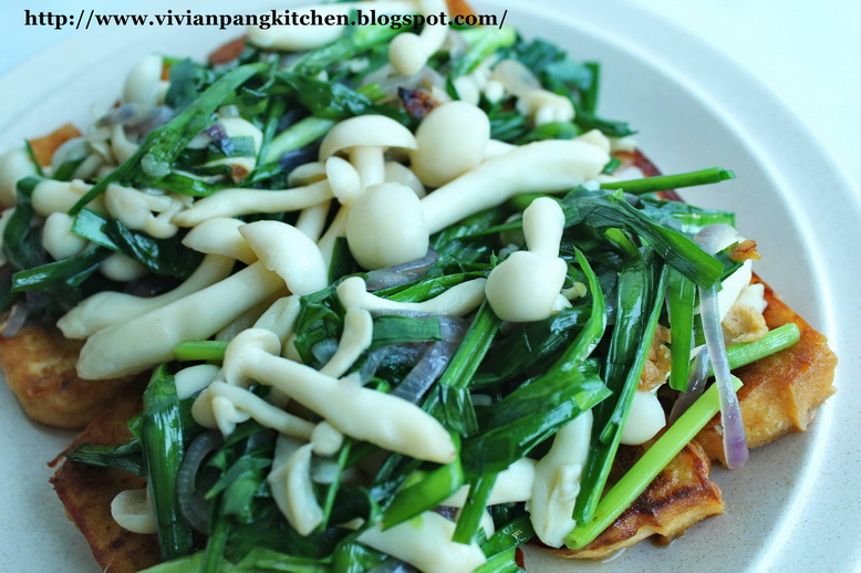 Vivian Pang Kitchen Stir fried White Shimeji Mushroom, Chives with