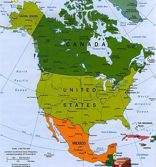 Mapa norteamerica con nombres - Imagui