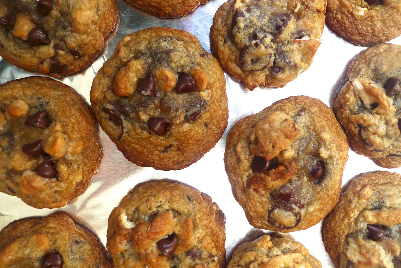 siriously delicious Chocolate Chip, Peanut Butter Chip and Pretzel Cookies