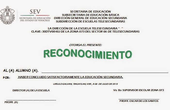 FORMATO DE RECONOCIMIENTO 2015