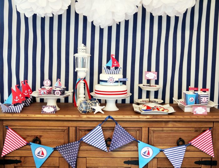 Rustic Nautical Party Check all the red white and blue details below