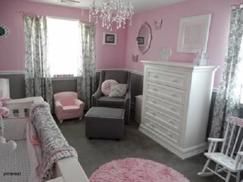 Décoration chambre bébé fille rose et gris bébé et décoration ... Decoration chambre fille bebe princesse