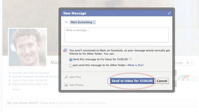One Facebook message to Mark Zuckerberg may cost you $100 One Facebook message to Mark Zuckerberg may cost you $100
