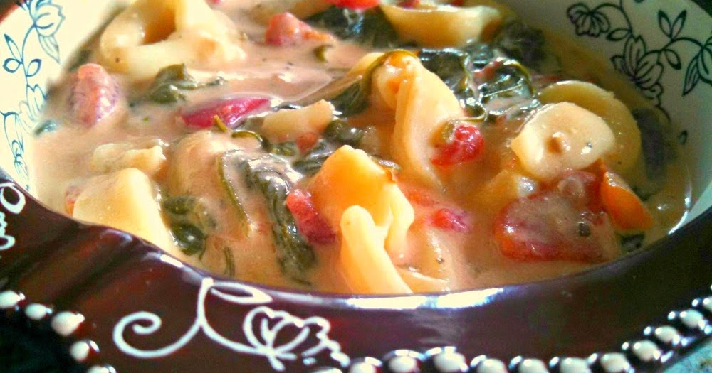 Aunt Peg's Recipe Box Tortellini Spinach and Tomato Soup CrockPot Recipe