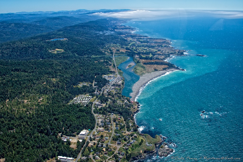 Mendonoma Sightings Aerial view of Gualala by Coastal photographer
