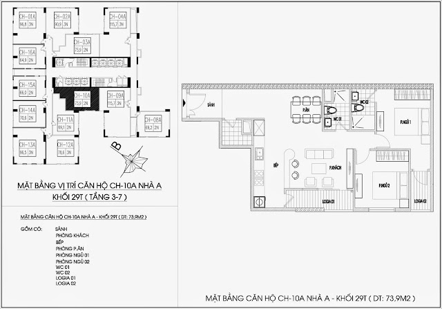 Mặt bằng căn hộ tòa A - 29 tầng, chung cư Imperia Garden Mặt bằng căn hộ tòa A - 29 tầng, chung cư Imperia Garden
