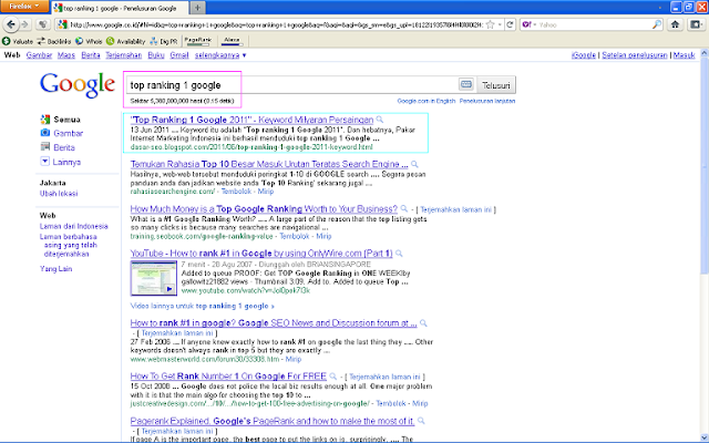 Hasil Posting Top Ranking 1 Google 2011 Setelah 96 Jam di Google Indonesia - Top Ranking 1 Google Hasil Posting Top Ranking 1 Google 2011 Setelah 96 Jam di Google Indonesia - Top Ranking 1 Google