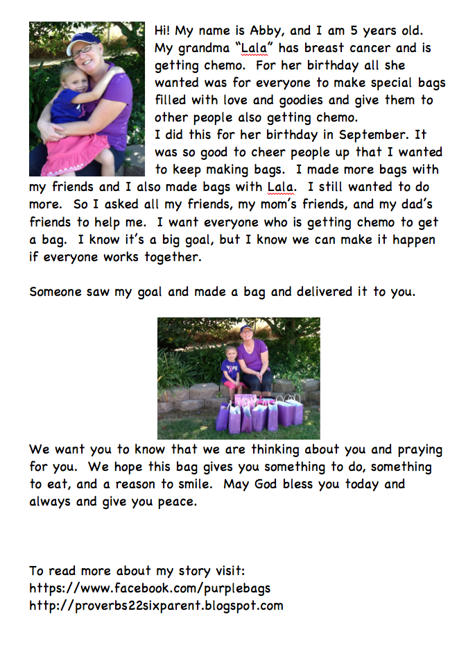 Abby's Purple Bag Project