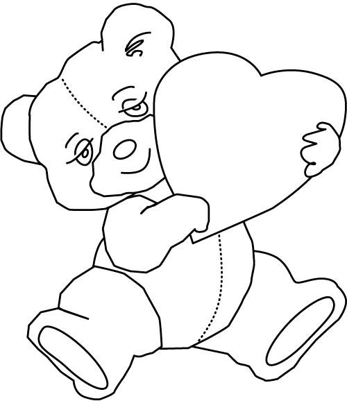Teddy Bear with Heart Coloring Pages