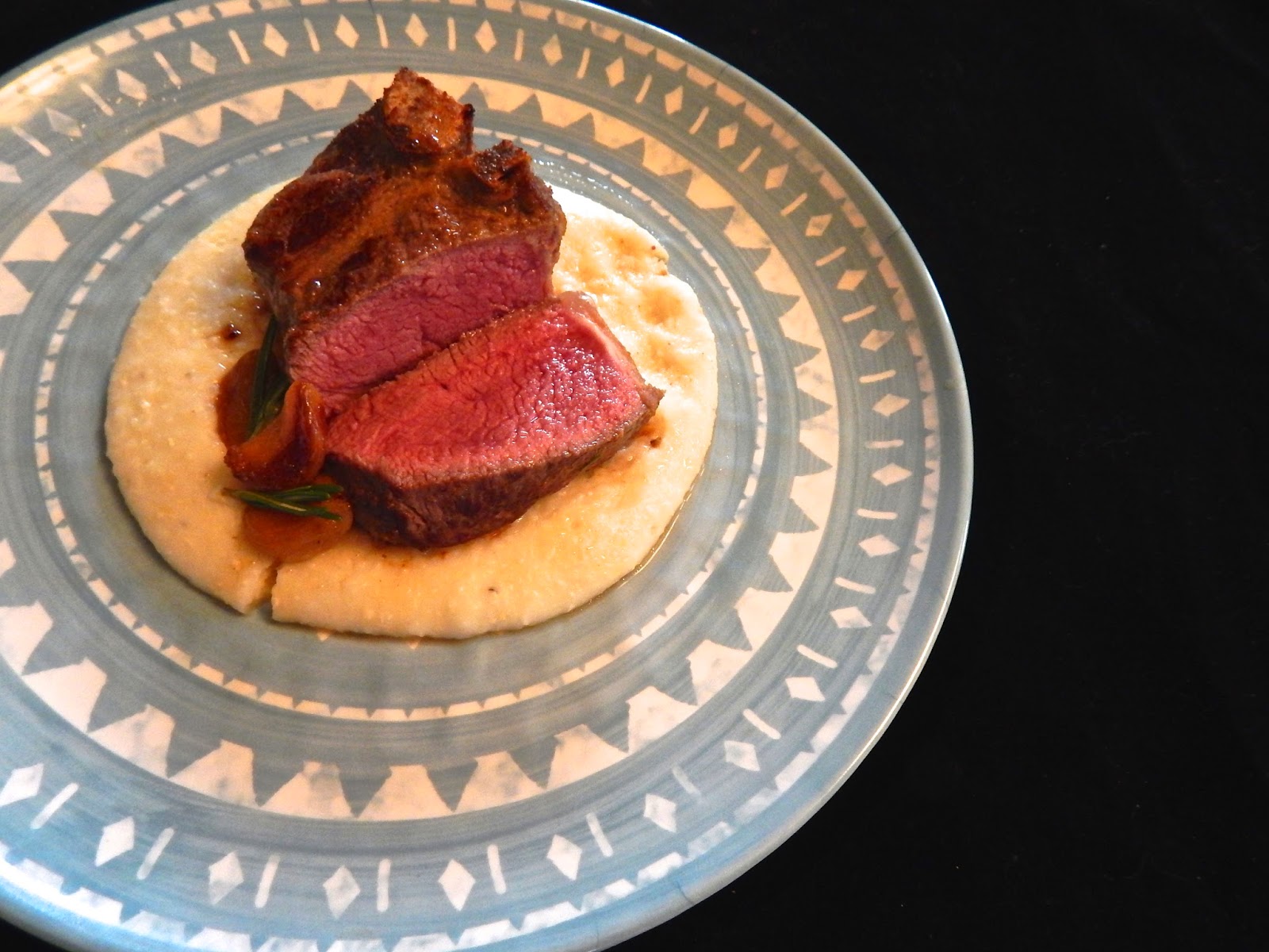 The Nerdy Chef Rosemary Lamb Chops with Grits and Roasted Garlic