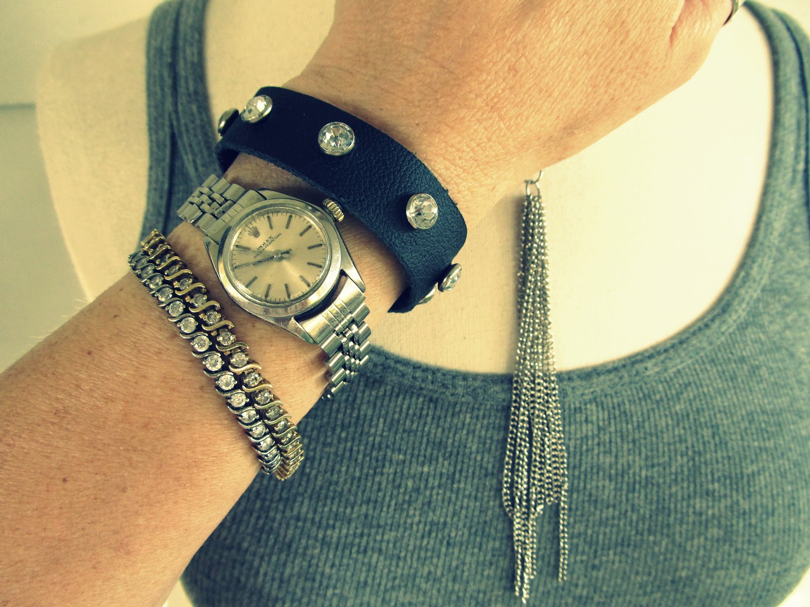 WobiSobi Leather and Rhinestone Bracelet, DIY.